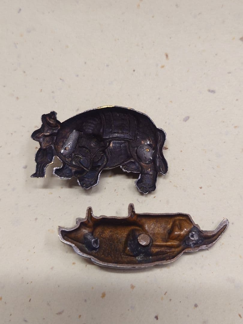 目貫、象と南蛮船図