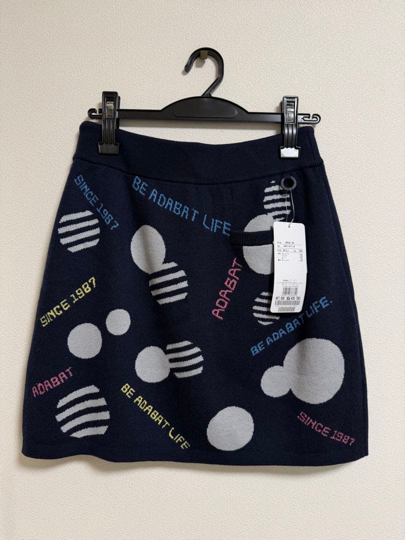 【新品タグ付】定価27,000円 アダバット ゴルフ ニットスカート ネイビー