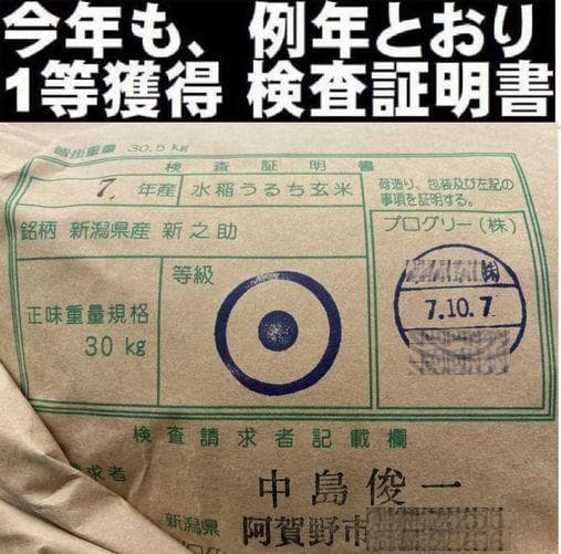 令和7年産　新潟新之助白米5キロ2個（5kg×2) 1０キロ★農家直送 色彩選別