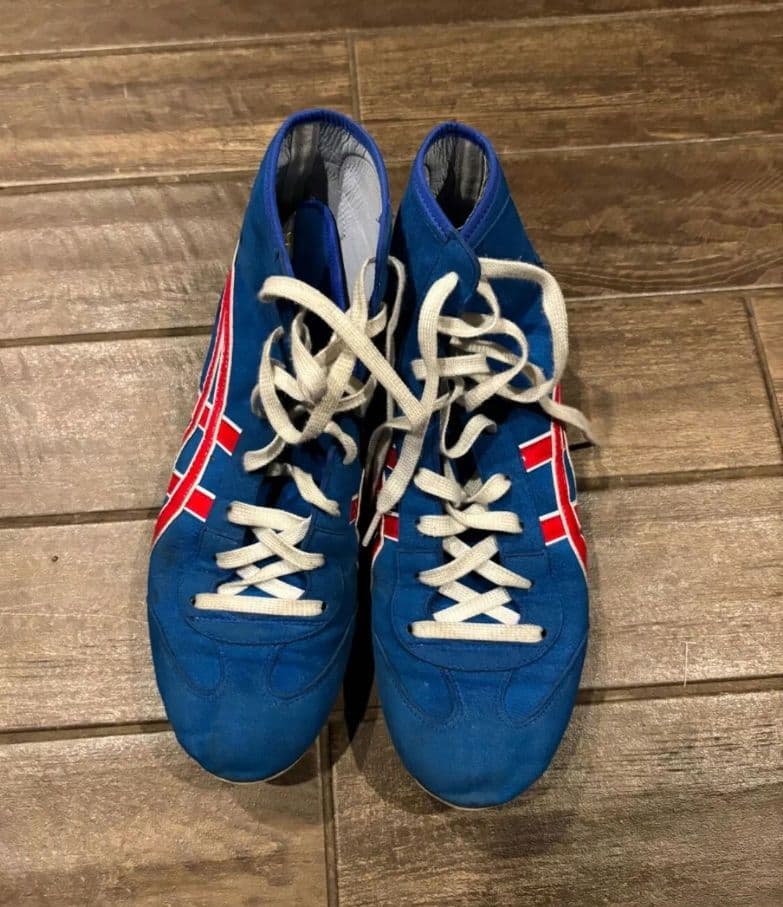 レスリングシューズ 青/赤 ハイカット