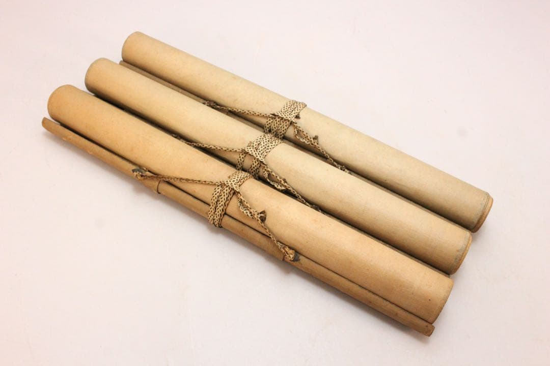 No5501掛軸　在名　探信筆 三幅　水墨　山水画　布袋図　紙本　合箱　送料無料