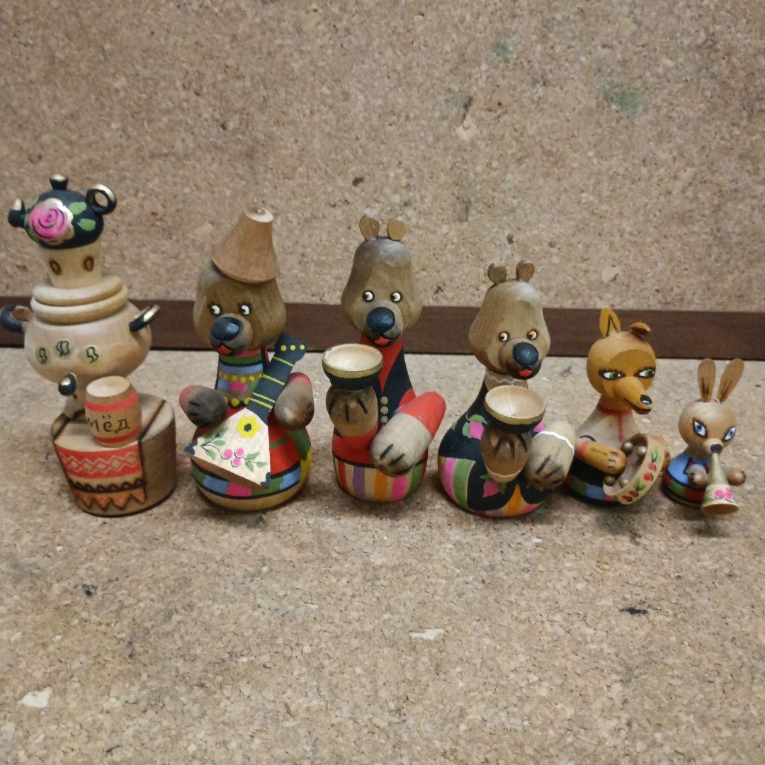 メ*7様 3970）ロシア製木製動物人形　置物　6体　ソビエト連邦時代