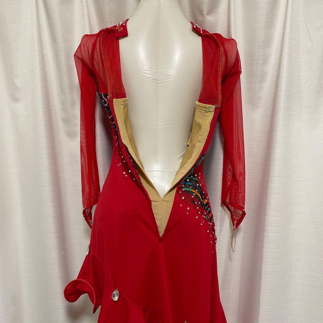 セキネ 7号 ラテンドレス 社交ダンスドレス 赤 デモ 競技ドレス