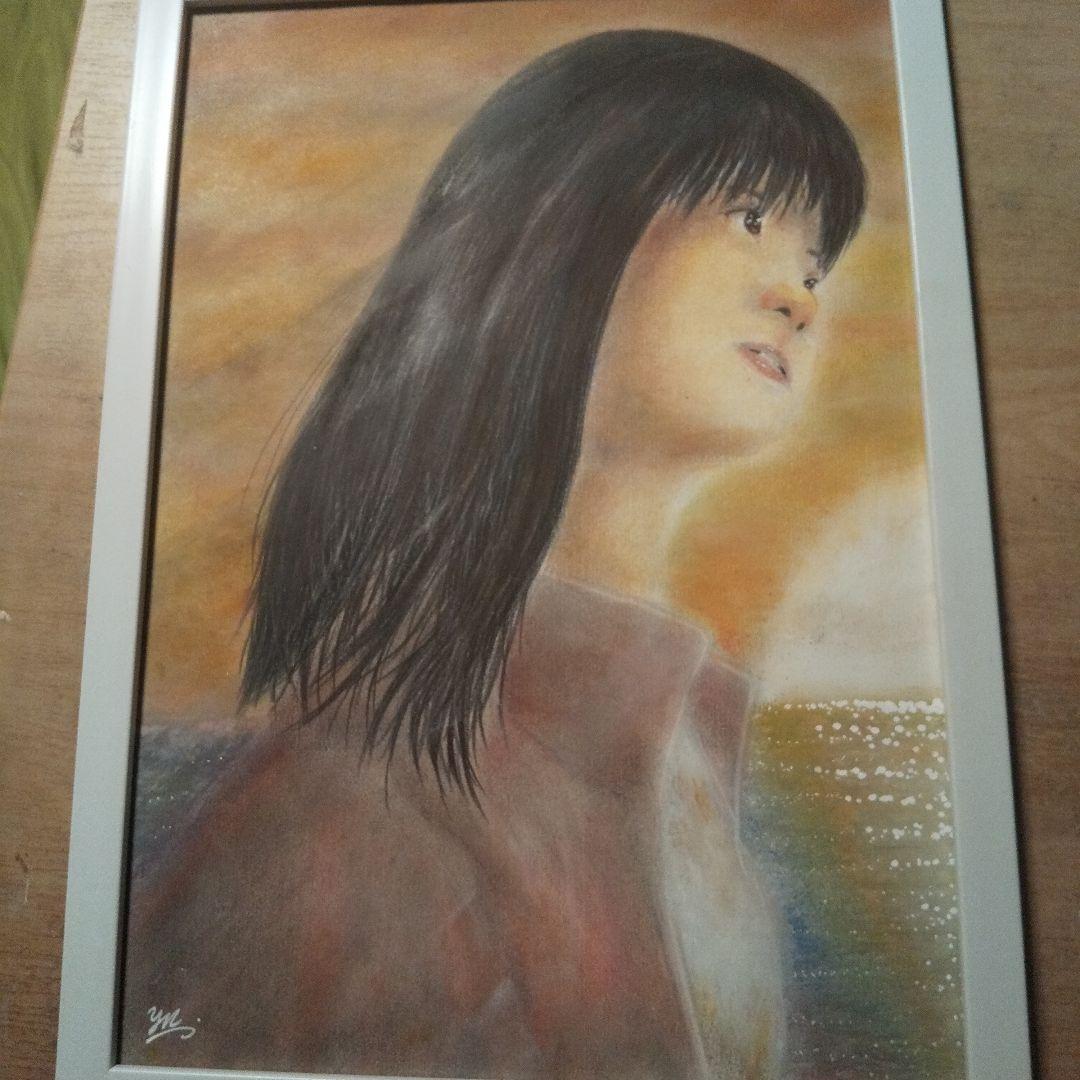 【匿名配送】絵画　「また明日」アート 原画　A4サイズ額つき