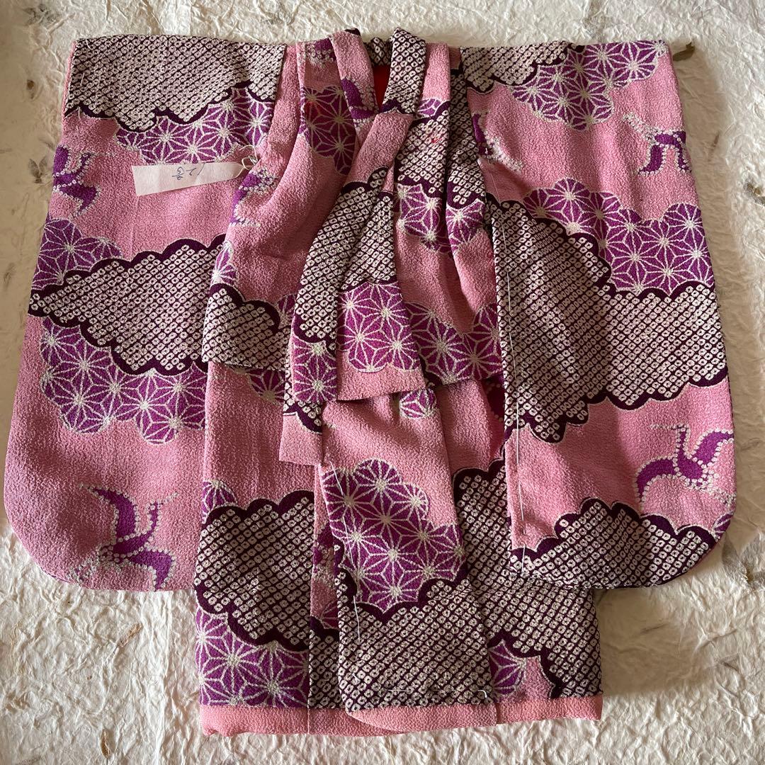 古布縮緬　人形の着物　12号　桃色　2612501