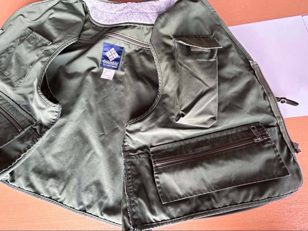Columbia フィッシングベスト 80s 紺タグ XL カーキ