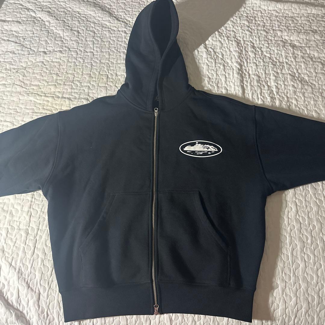 Corteiz Alcatraz オーバルロゴ ジップパーカー 黒