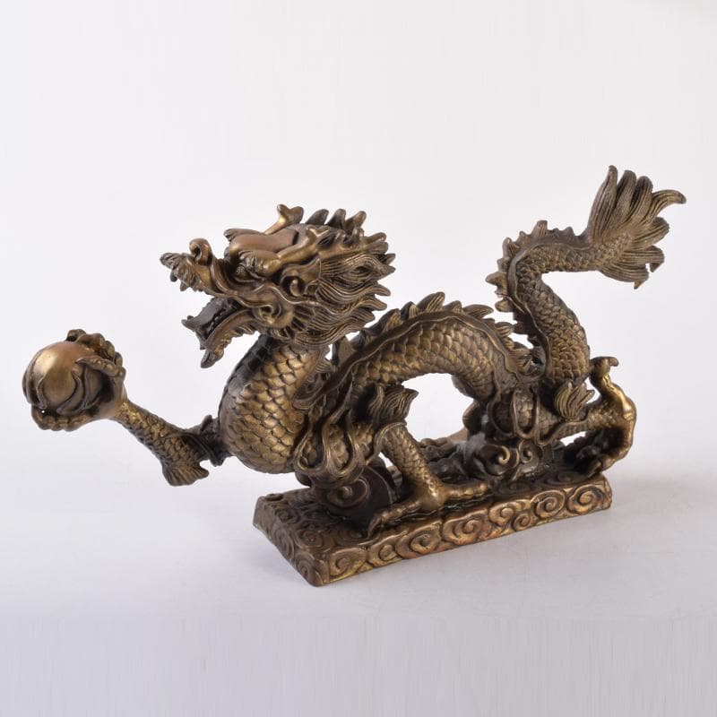 中国　古銅鍍金　龍　置物　重さ約2㎏　V　7063