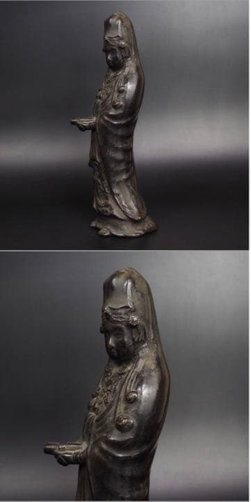 送料無料　江戸時代　古銅製観音像　高さ30ｃｍ