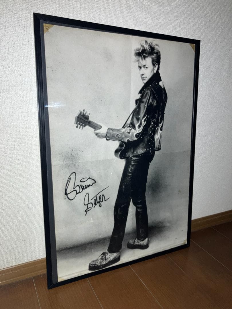 90年頃 激レア！ブライアンセッツァー ストレイキャッツグレッチ 額付 ポスター