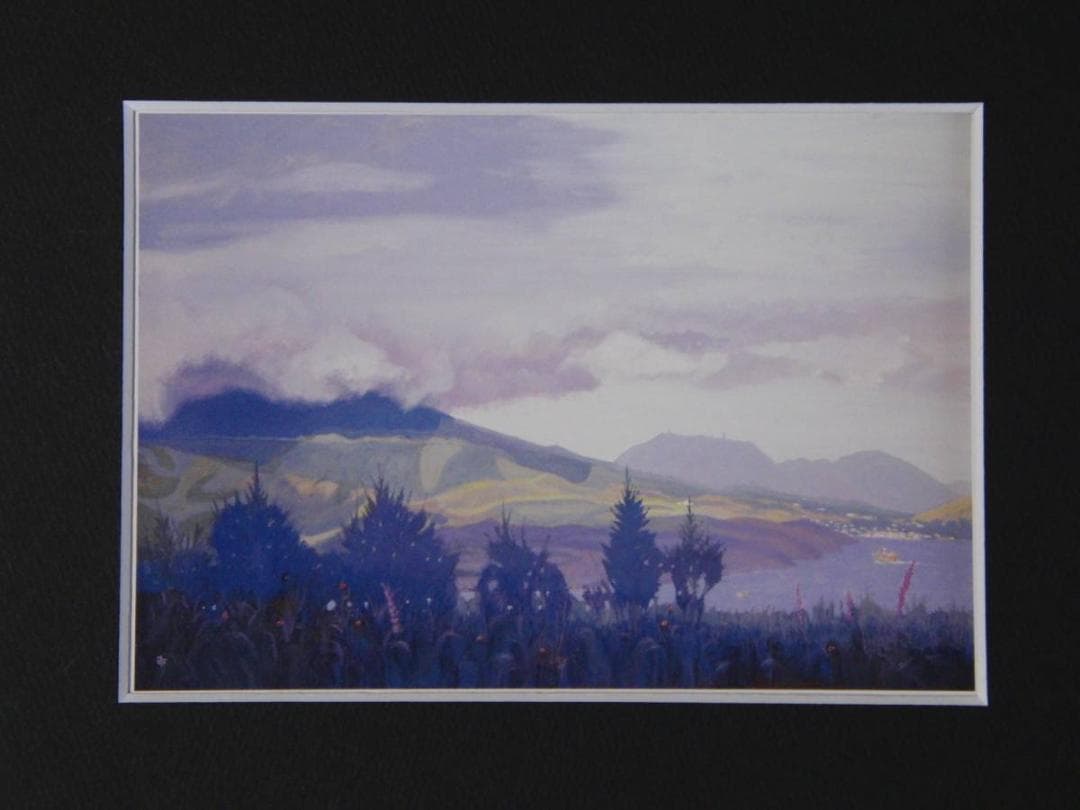 飯田祐三、【山湖】、希少な額装用画集より、新品額装付