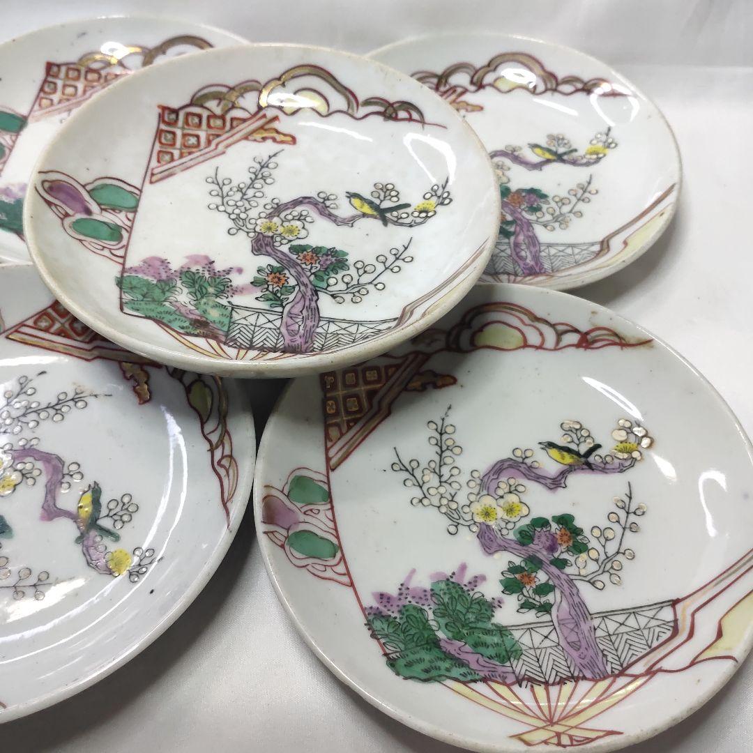 清朝磁器 中国骨董 粉彩小皿 花鳥図 手描き アンティーク コレクター放出 美品