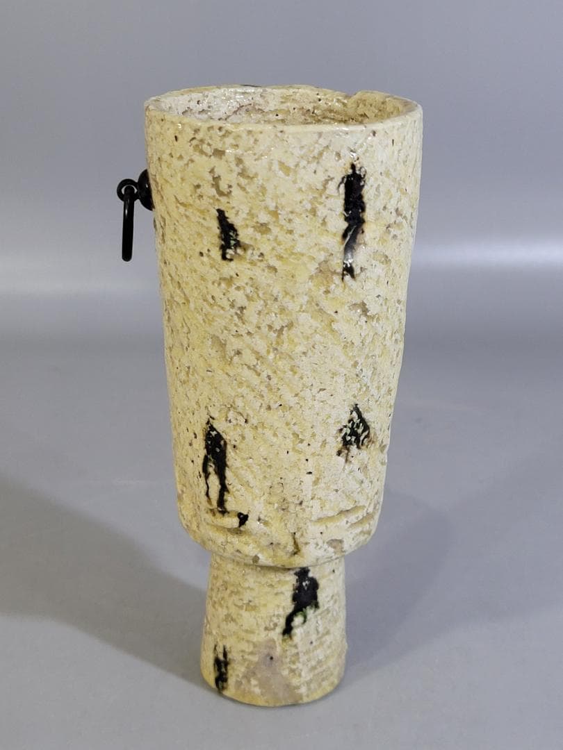 茶道具 黄瀬戸 砧 吊り花入 二代 小川長楽 共箱 美品 DT279