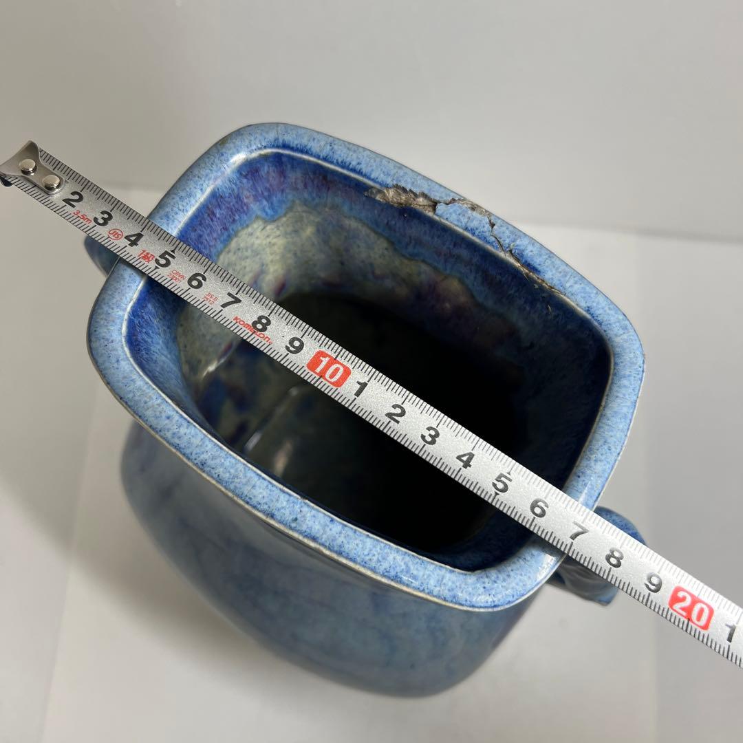 中国清時代　均窯鳥耳花瓶　高さ約30.5㎝　東Y7-1208☆2Fトコエサ