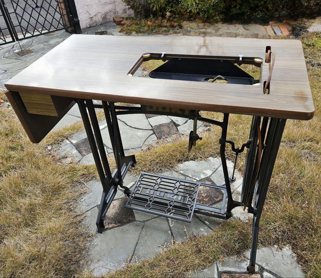 JUKI 足踏みミシン台 アンティーク 木製板付き 送料別