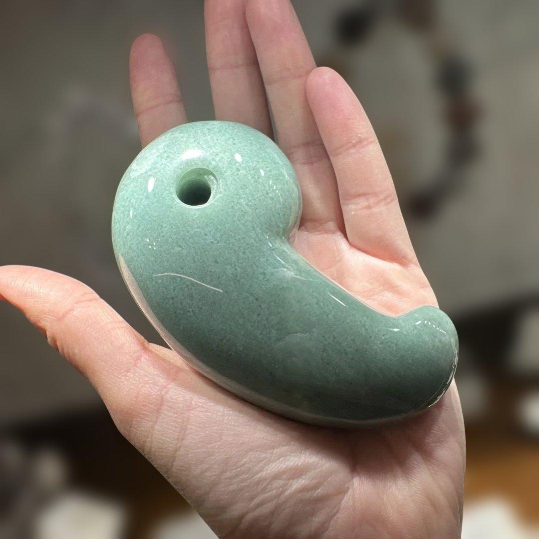 天然石 グリーンアベンチュリン 勾玉 大型 277g