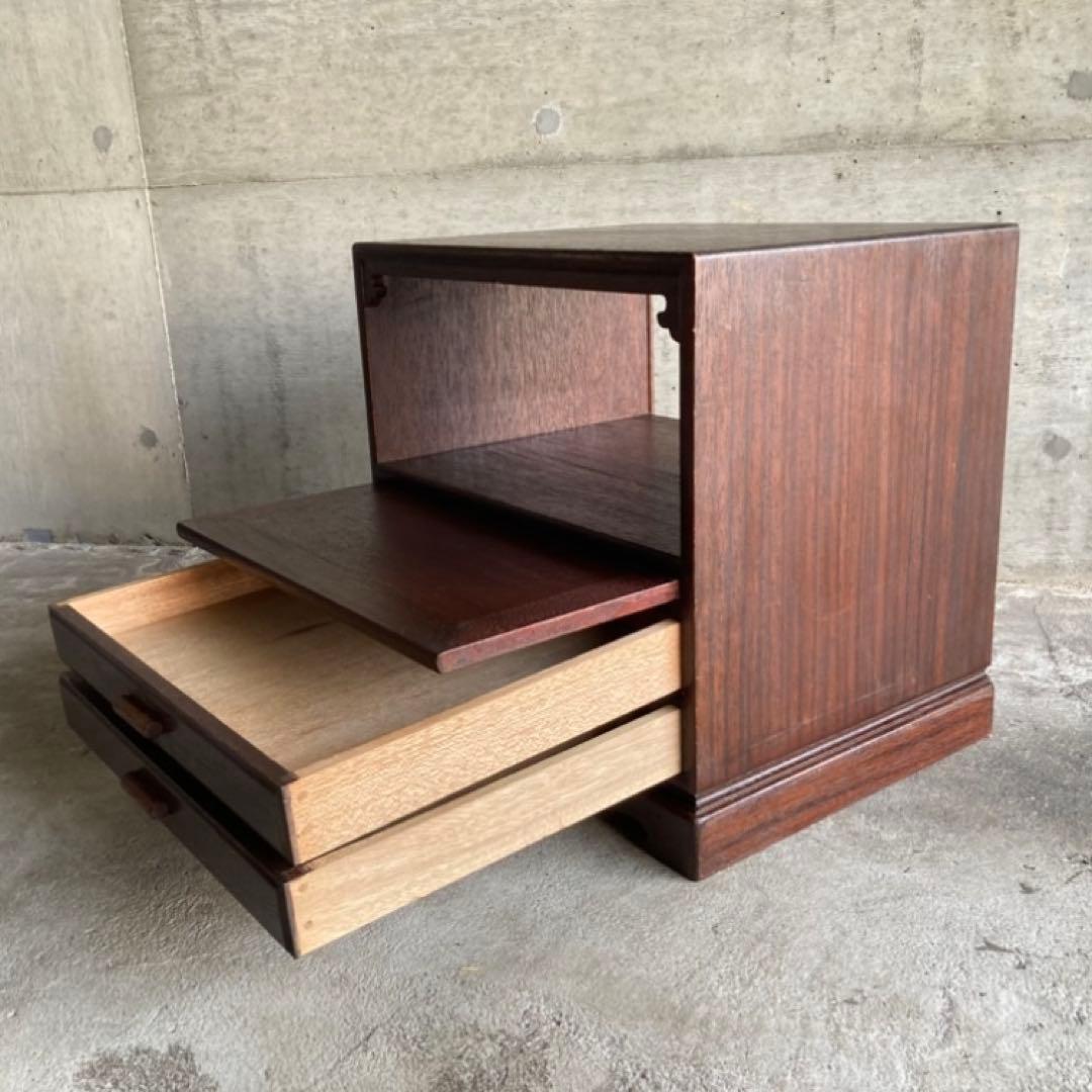 古い飾り棚 置物台 引き出し 収納 ラック チェスト キャビネット 木製 レトロ