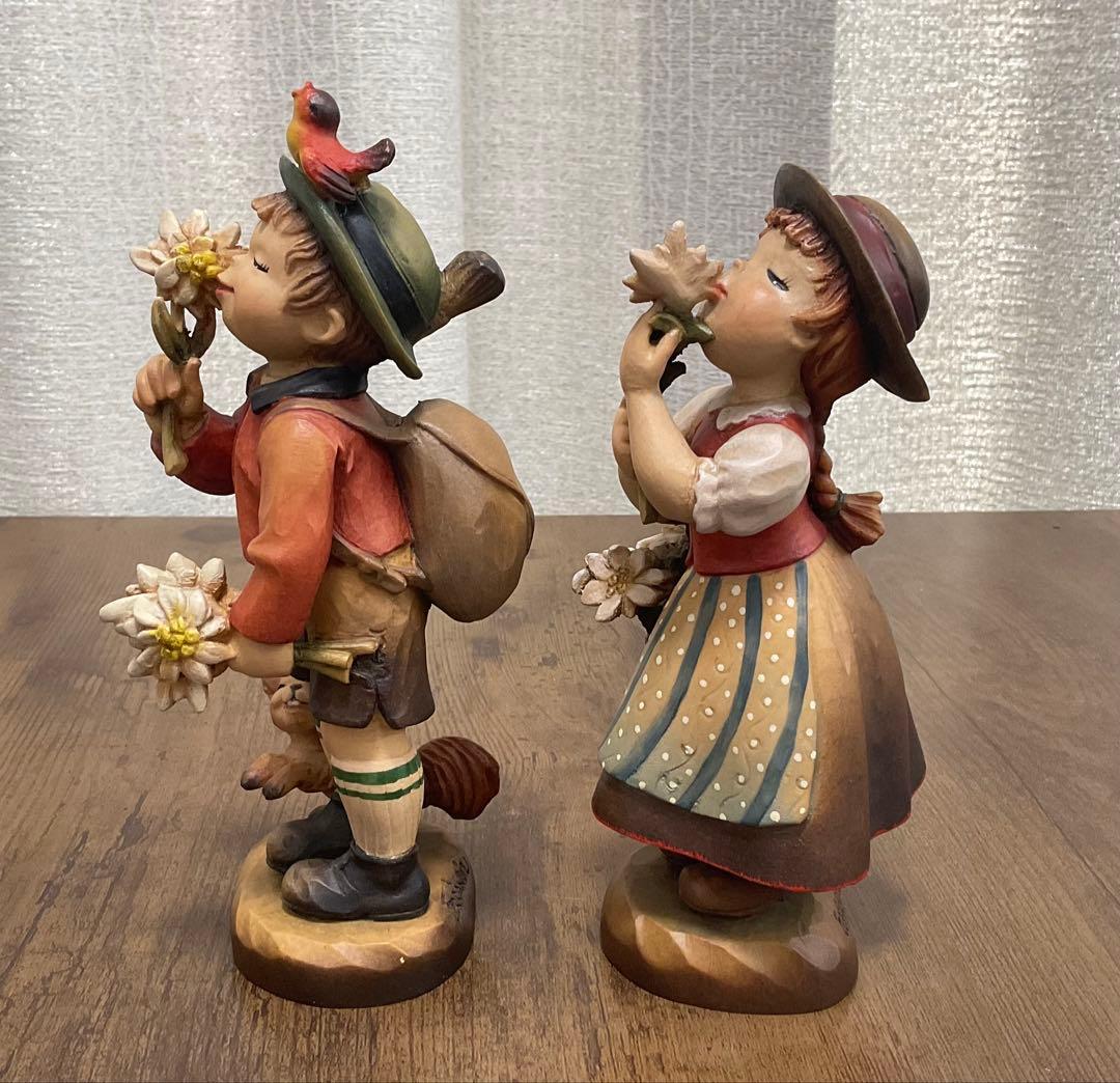 【廃番品】ANRI（アンリ）/少年少女の置物2体セット（アンティーク）