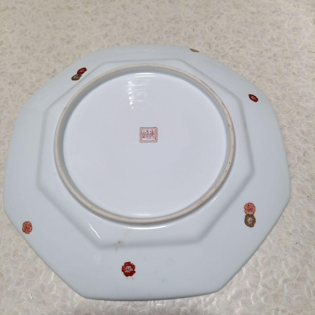 有田焼 秀峰 八角形の花柄人力車皿