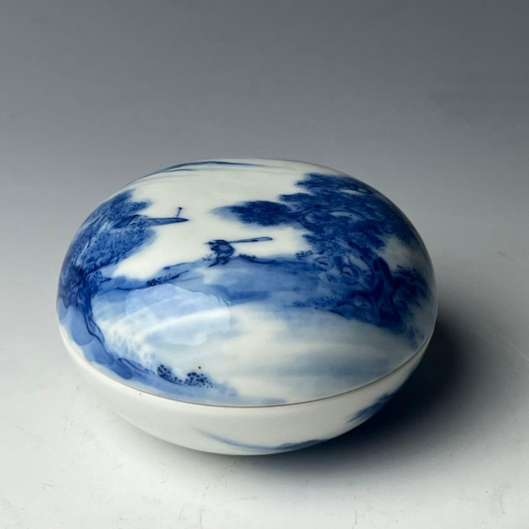優美 青花山水人物紋印号 大清雍正年製 款 文房四宝 中国美術 古玩