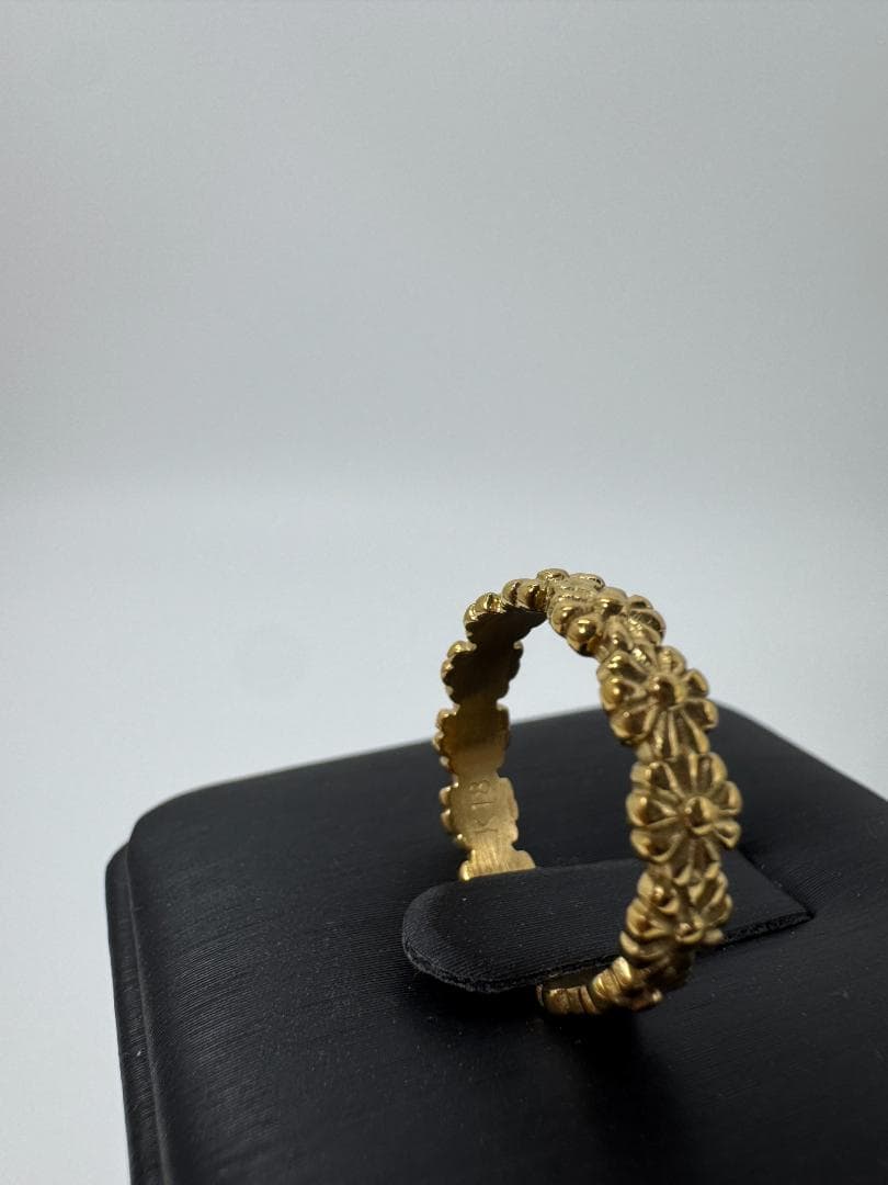 《日本製18金》K18花模様のゴールドリング2.07g 11号 即日発送