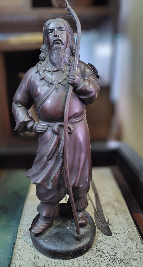 古銅 神武天皇 高岡 御尊像 ブロンズ 銅製 置物 仏像 唐金 アンティーク