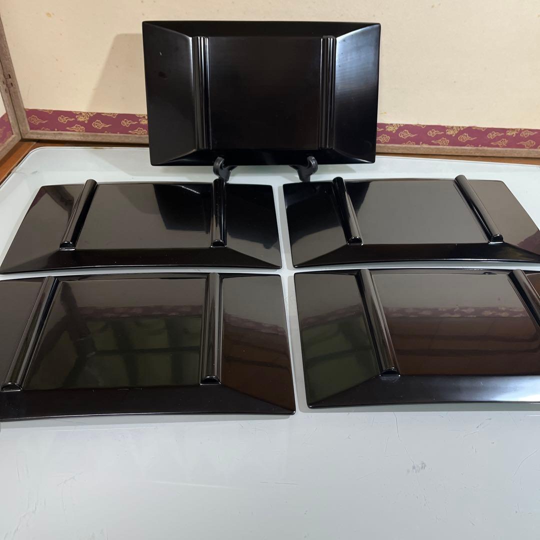 漆器　牡丹蒔絵　さしみ皿　寿司皿　盛り皿　5枚￼