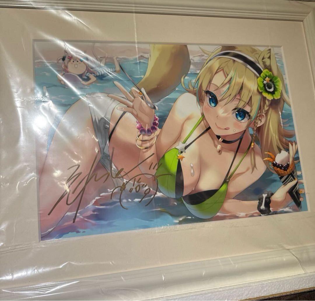 えれっと　直筆サイン入り 複製原画　軸中心派　summer かまはを　なつめえり