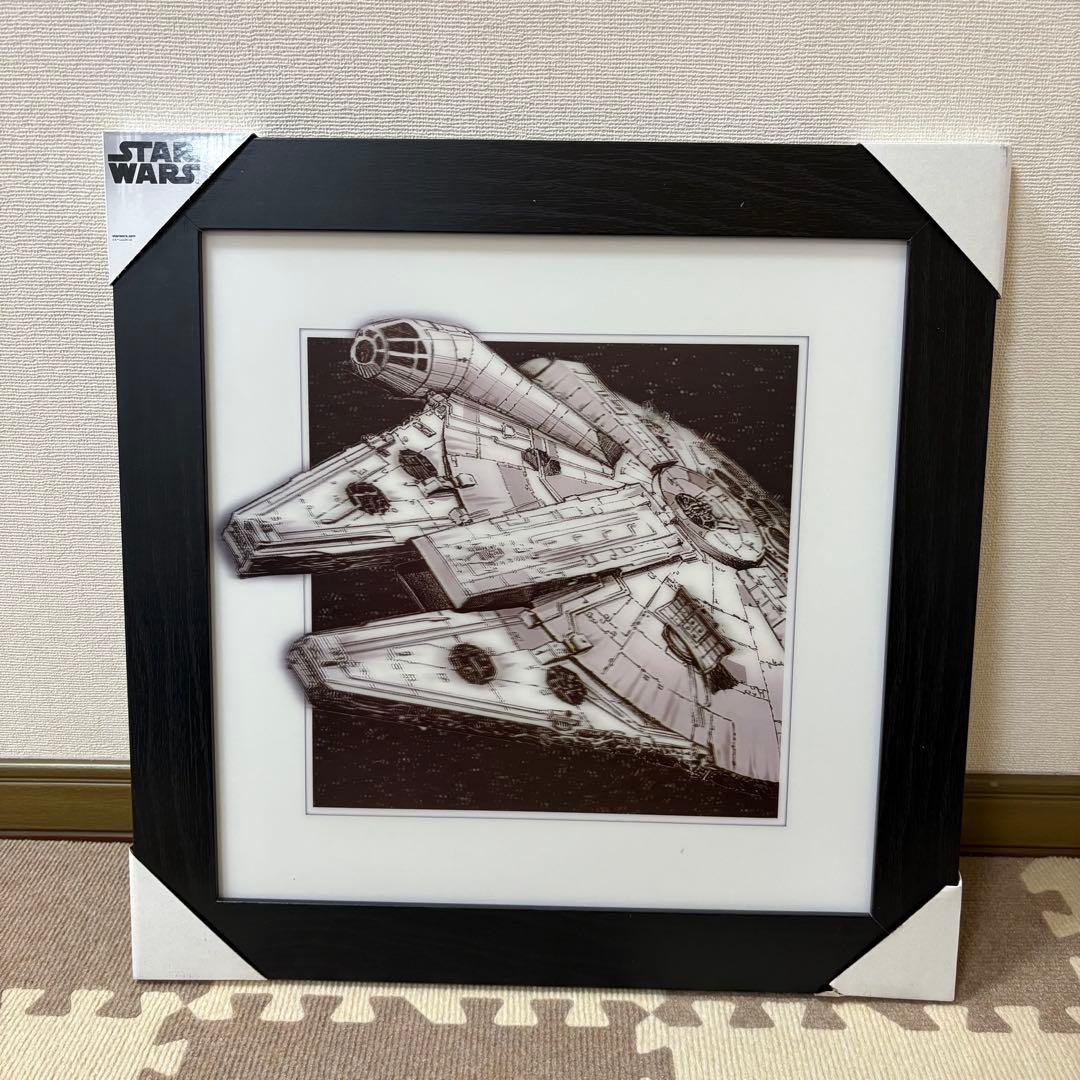 スターウォーズ ミレニアムファルコン 3D 反射写真　絵画