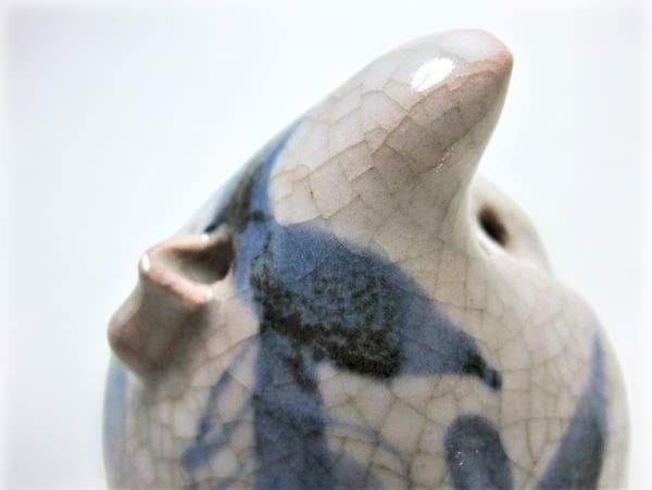 ≪李朝 朝鮮≫ 桃型水滴 朝鮮美術 桃形 砂高台 染付 書道具 美術品 骨董品