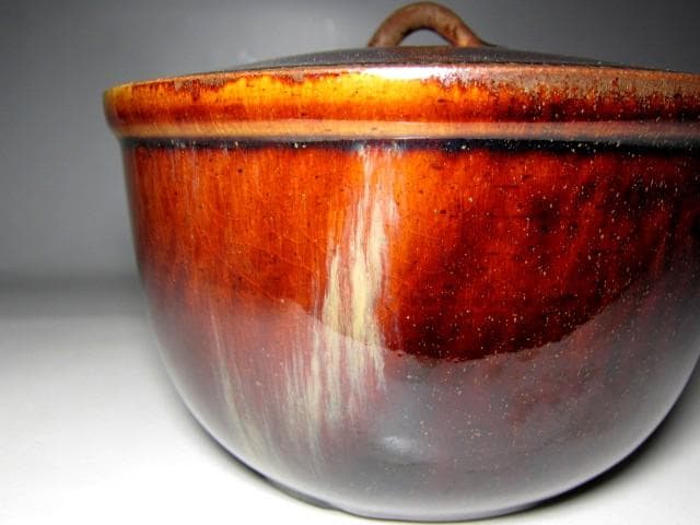 膳所焼 小水指 堀内流十二代 兼中斎 宗完花押　　　　　　　　　m185