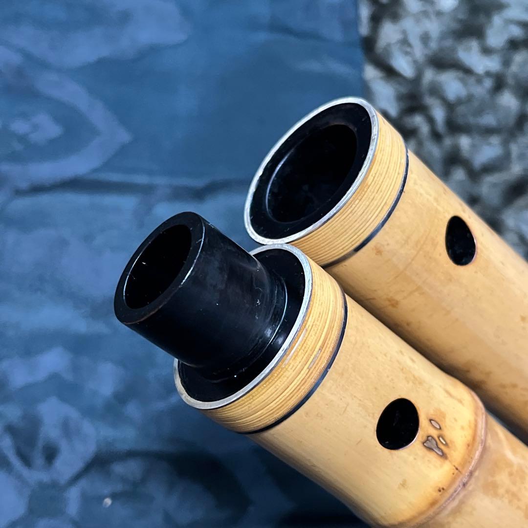 尺八 琴古流 在銘 中継ぎ緩み無し二尺一寸管 銀三線 【音出し確認済み】 重量◎