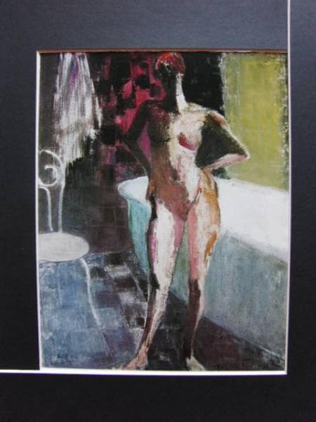 竹谷富士雄、浴後、レゾネより、希少、版上サイン、新品額装