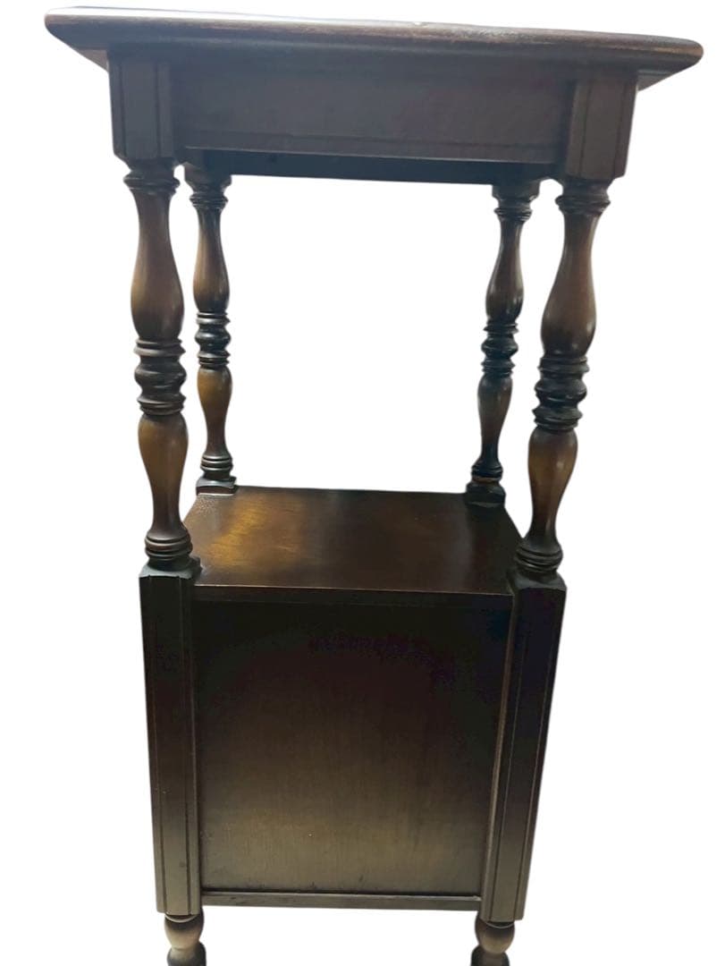 時をかける電話台　アンティーク 木製飾り棚