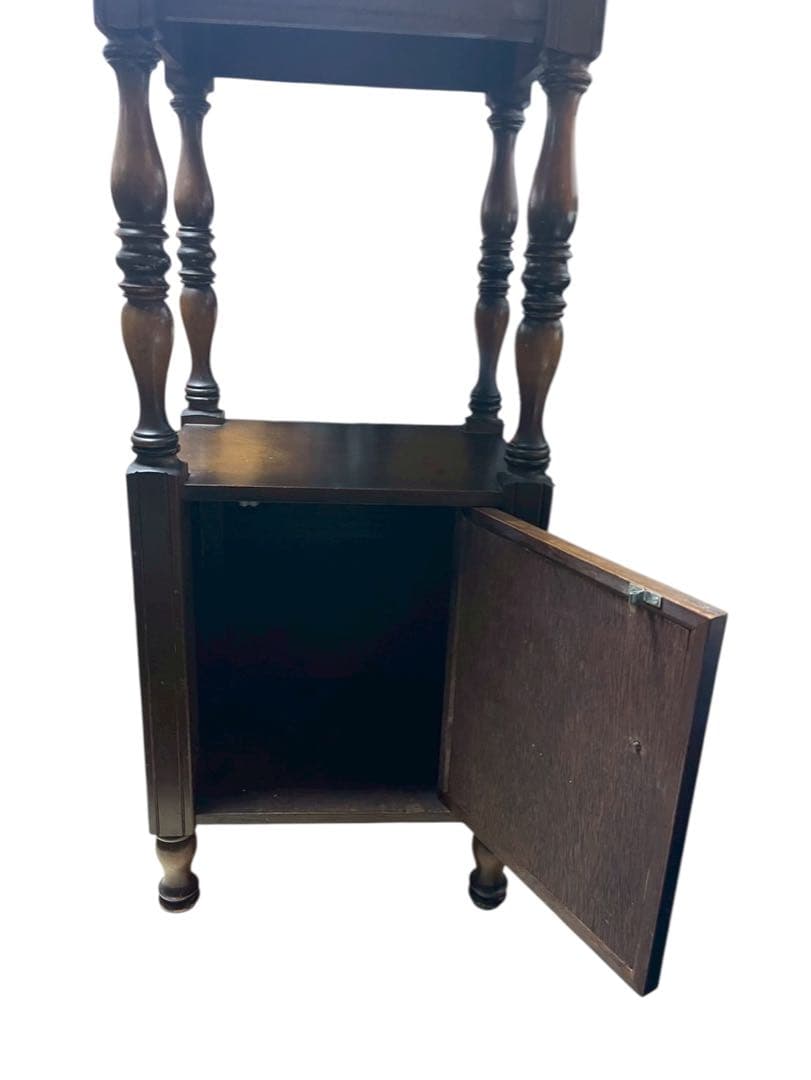 時をかける電話台　アンティーク 木製飾り棚