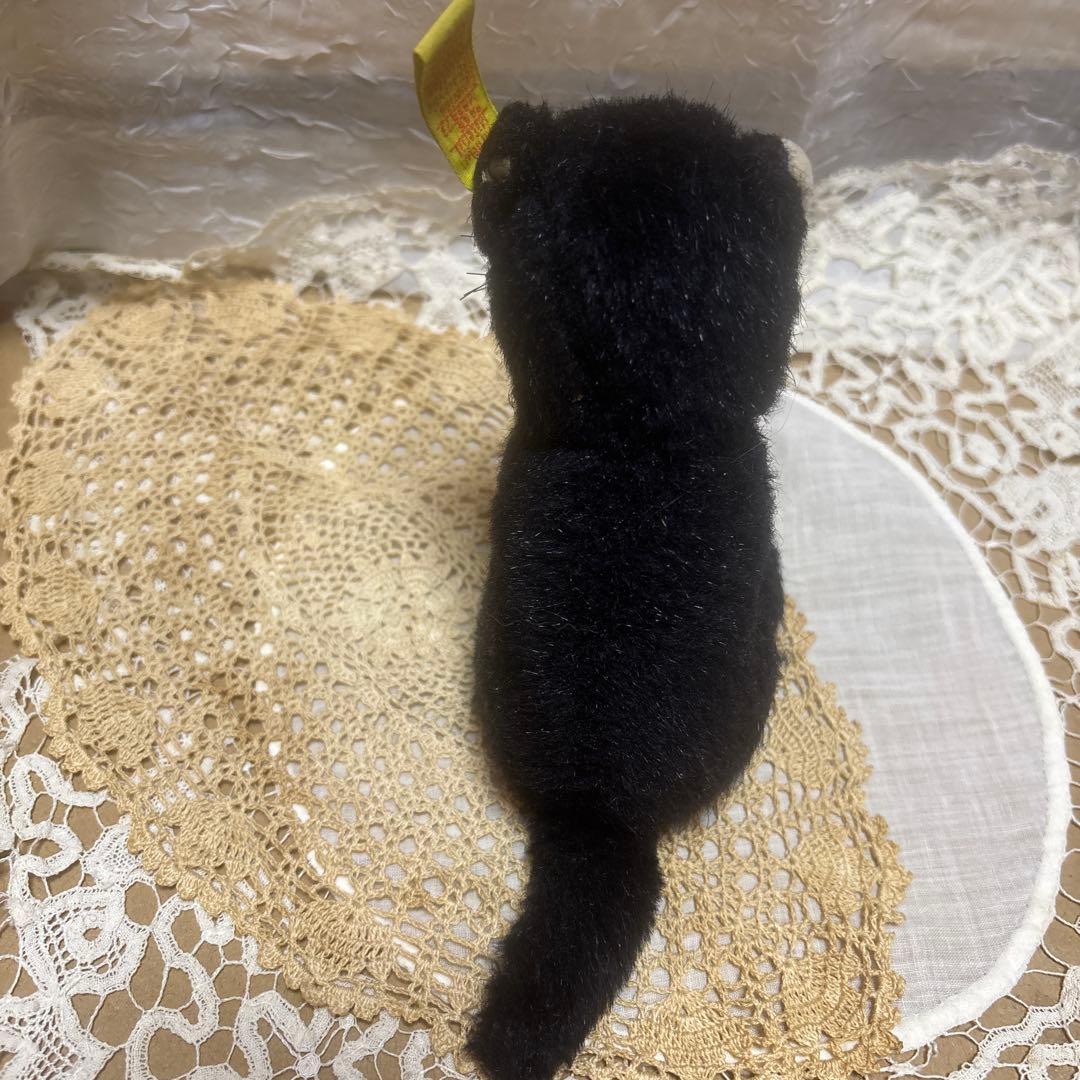ヴィンテージ シュタイフ　黒猫　steiff ネコ
