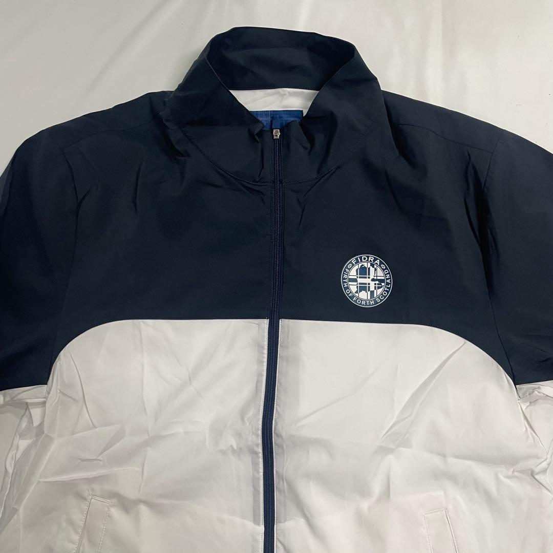 FIDRA ゴルフウェア ストレッチ ブロッキングジャケット XL 白×紺①