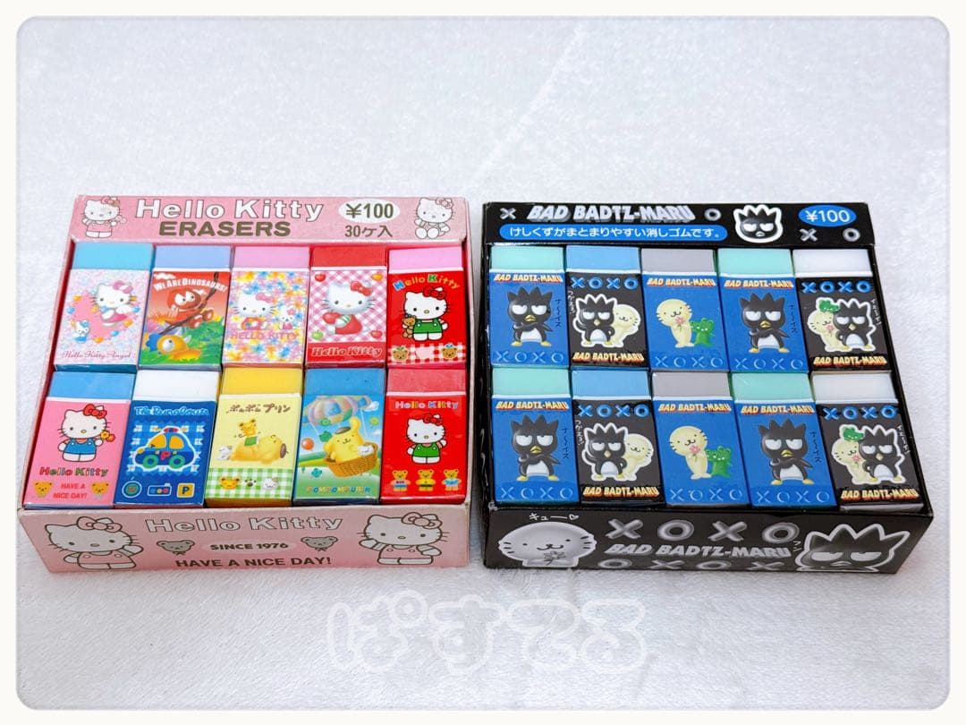 平成レトロ　サンリオ　ハローキティ　バッドばつ丸　ポムポムプリン　消しゴム