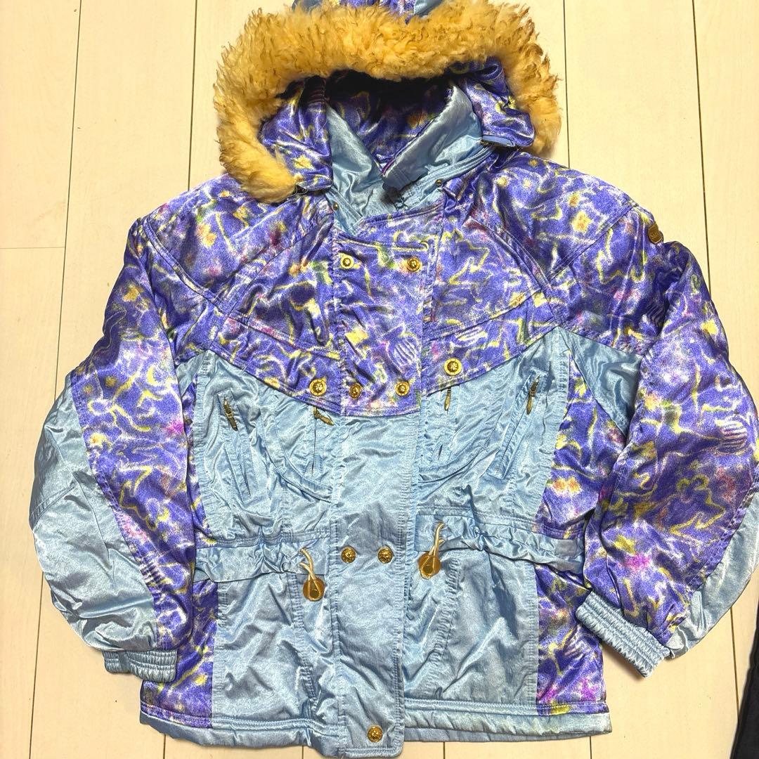 最終値下げヴィンテージ スノーウェア　ウールフード付き上下　スキーウェア金ボタン