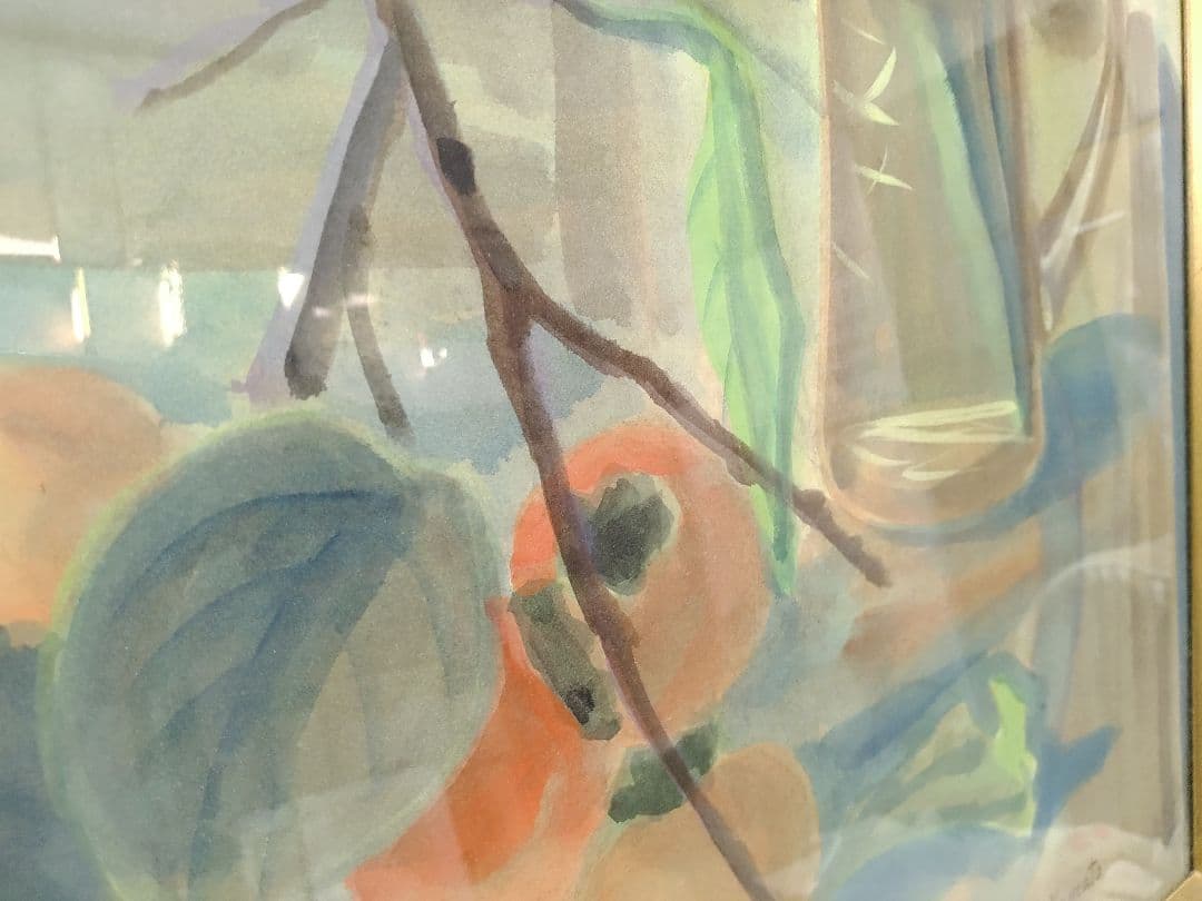 ◇ 静物画　大型水彩　在銘あり
