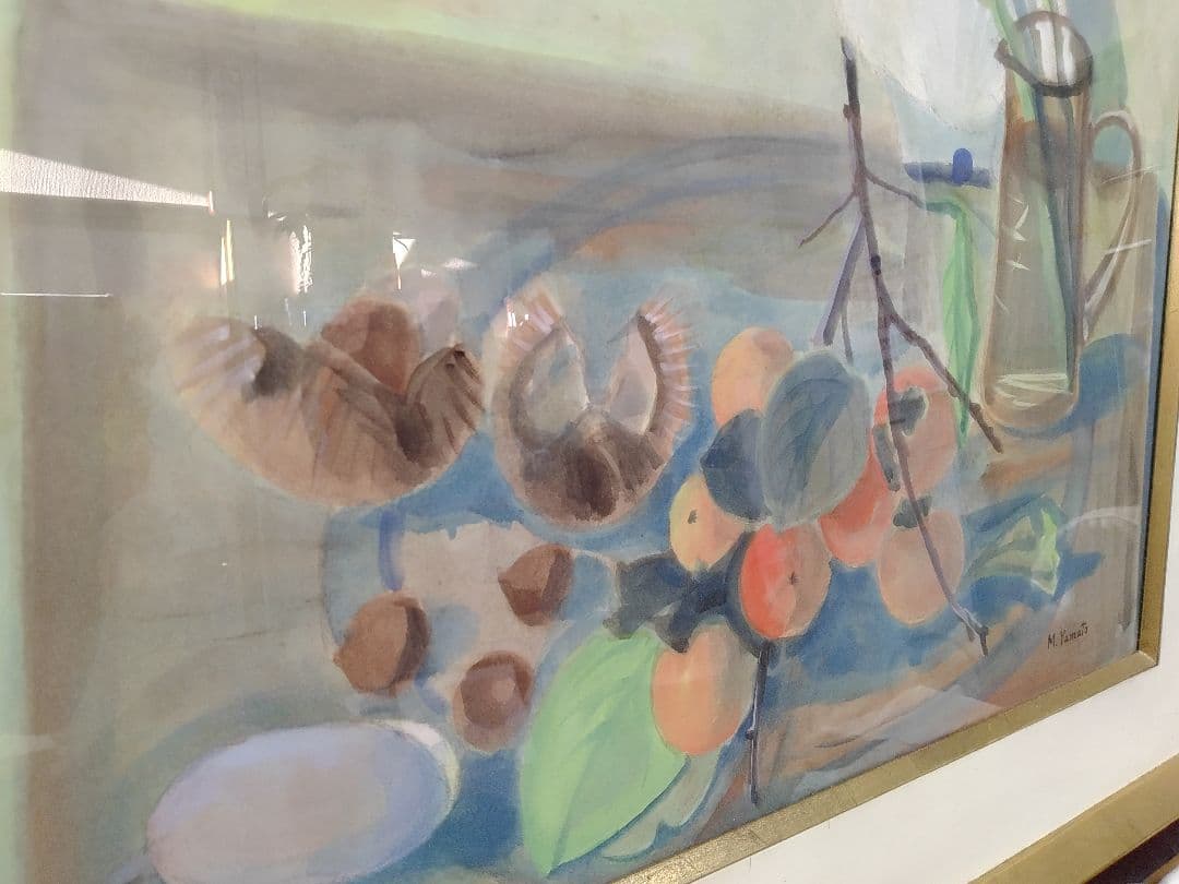◇ 静物画　大型水彩　在銘あり