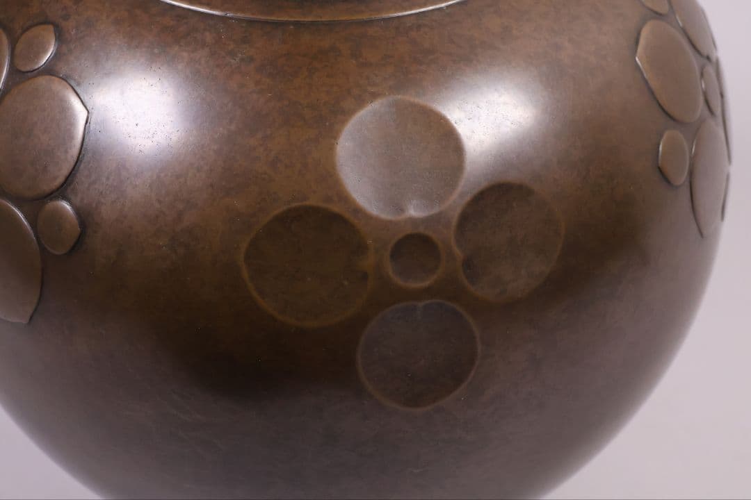 高岡銅器 鋳師 中村義一 八葉文 青銅 花瓶 高27cm 共箱 壷【MB201】