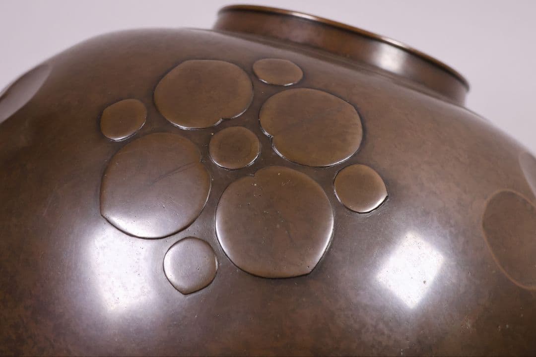 高岡銅器 鋳師 中村義一 八葉文 青銅 花瓶 高27cm 共箱 壷【MB201】