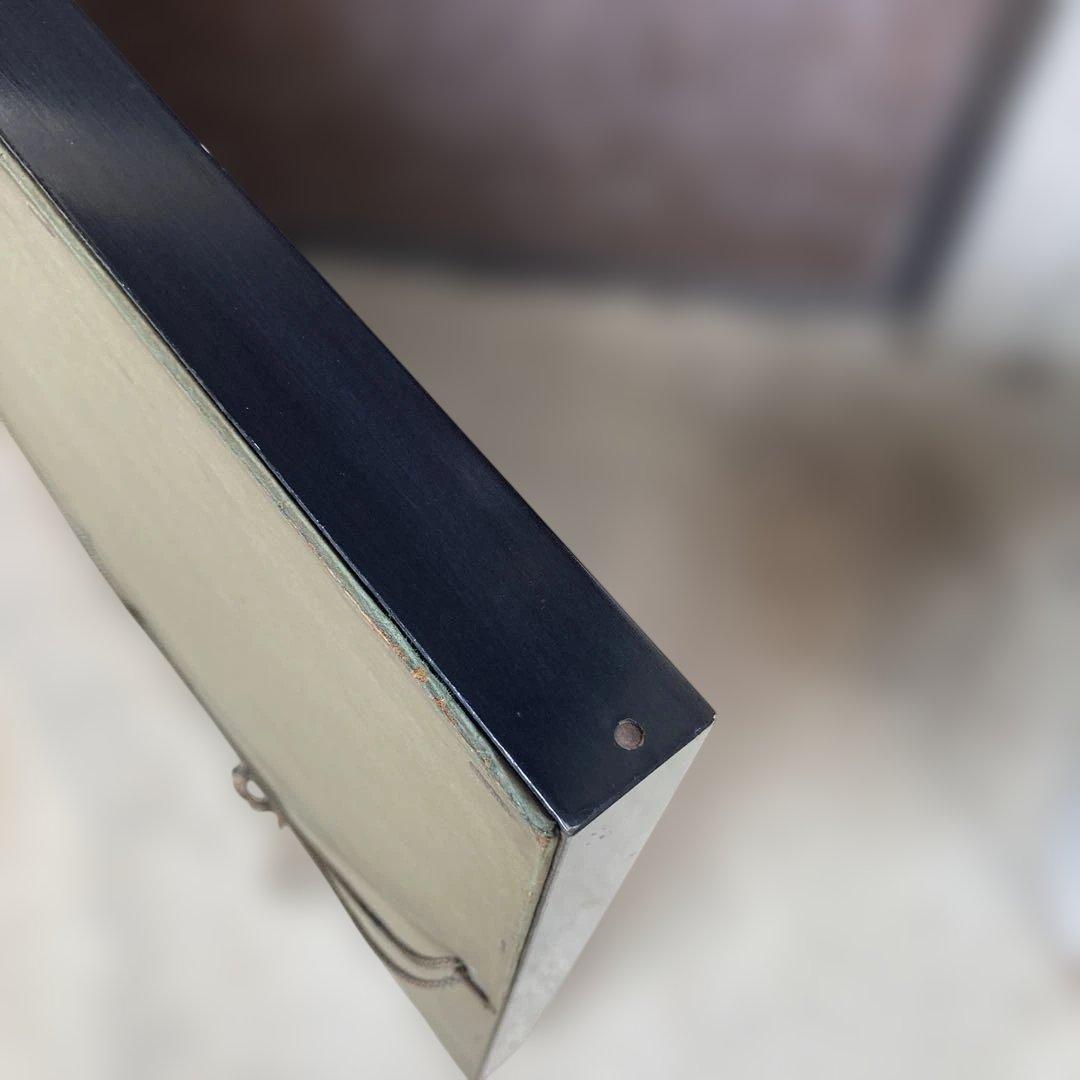 【芳山 作】額装 絵画 梅の花 紅白梅図 木目調 浮き彫り風 美術品