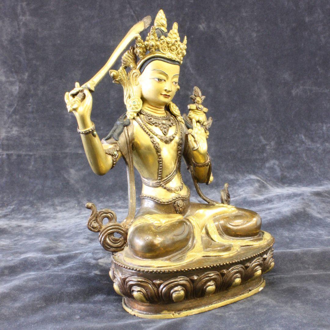 文殊菩薩像 マンジュシュリ 銅製鍍金仕上げ