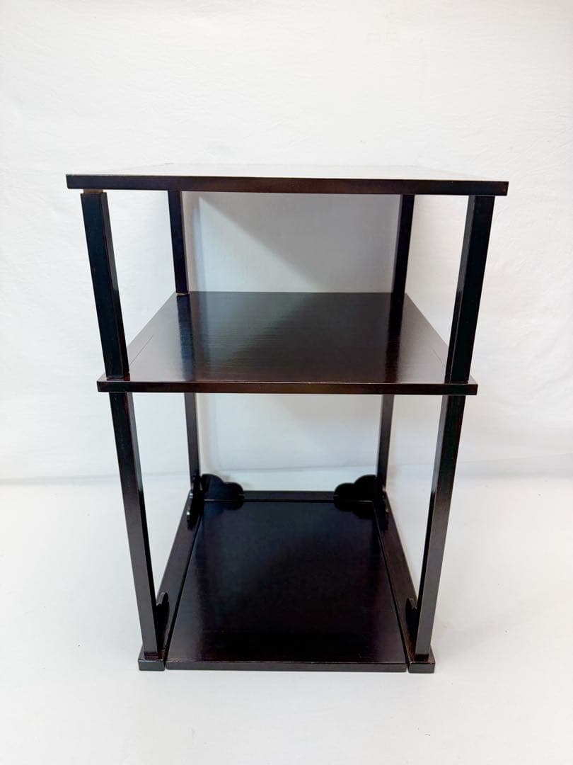 茶道具 溜塗 二重棚 茶棚 組み立式 元箱