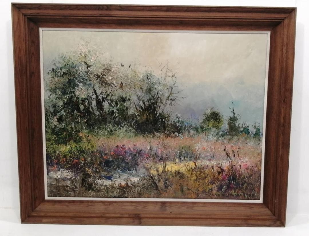 1【真作】アンナ・オルシェウスカ 風景 油彩 1988 ポーランド