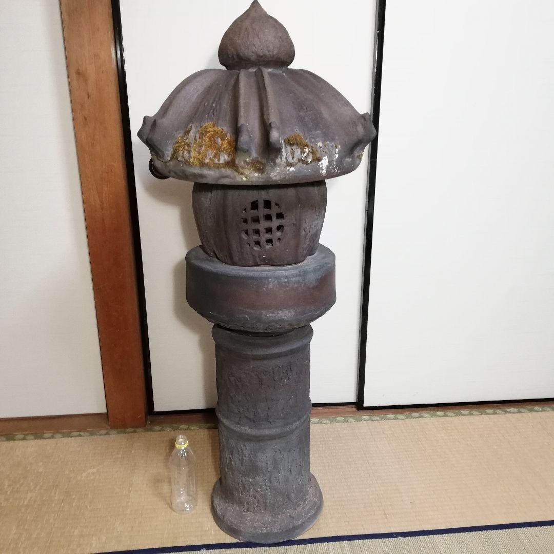 【引取限定】明治大正期 備前焼 灯籠 オブジェ ガーデニング 希少 陶彫 置物