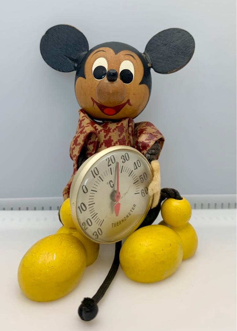ミッキー 木製 温度計 レトロ ヴィンテージ ディズニー オールド Disney