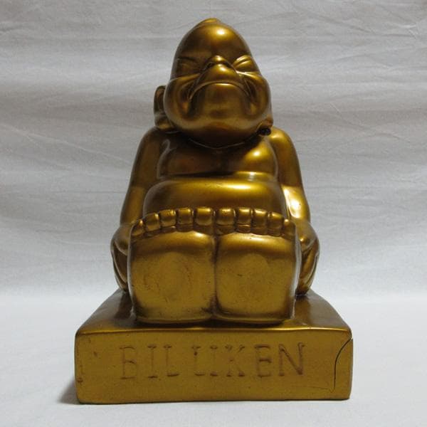 ビリケンさん置物ブロンズ樹脂製金色ゴールド縁起物幸福神様昭和レトロアンティーク